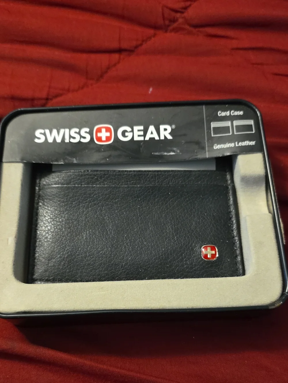 SwissGear Black Leather Card Case Wallet